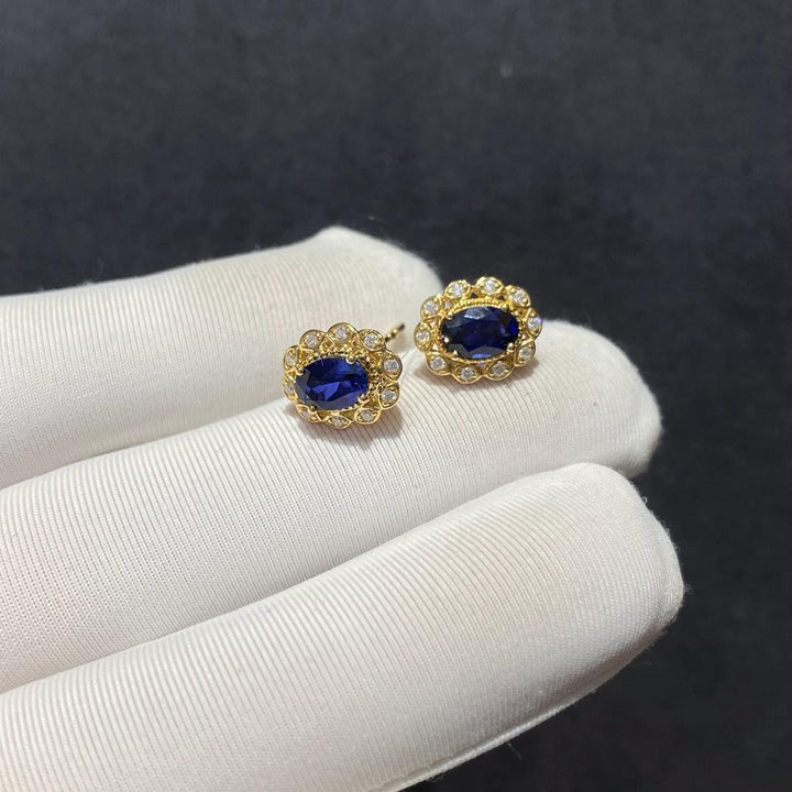Catching More Than Attention Sapphire Halo Diamond Studs
