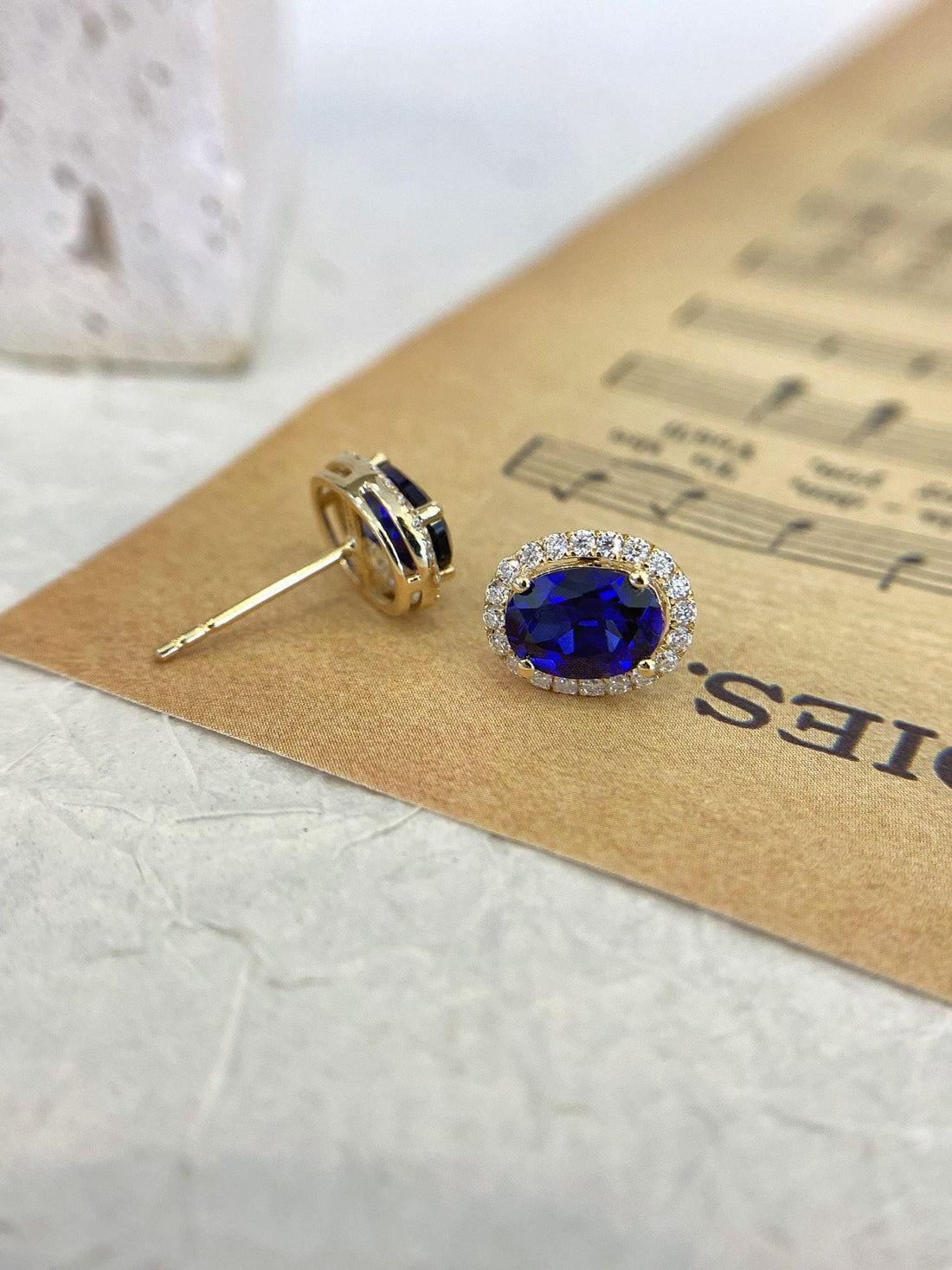 All Eyes Up Here Sapphire Halo Studs