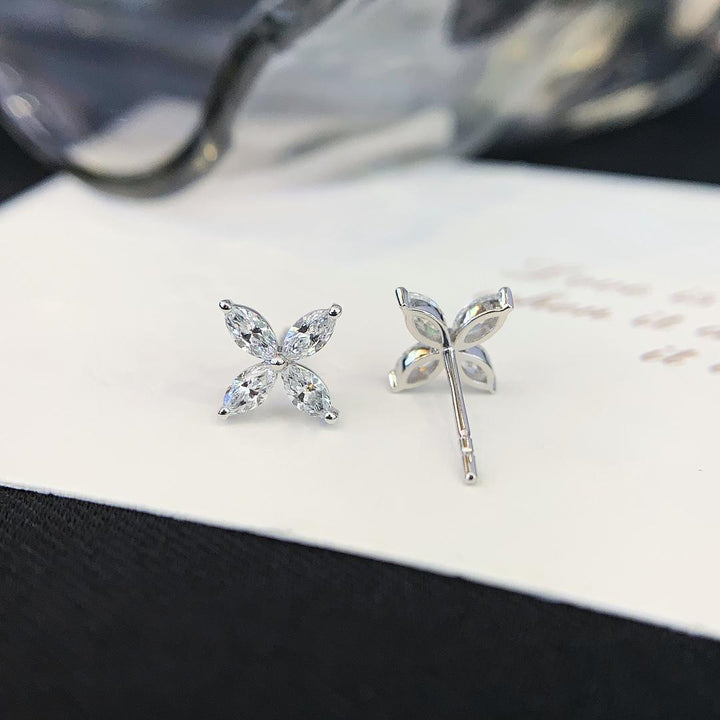 All Eyes Up Here Marquise Diamond Flower Studs