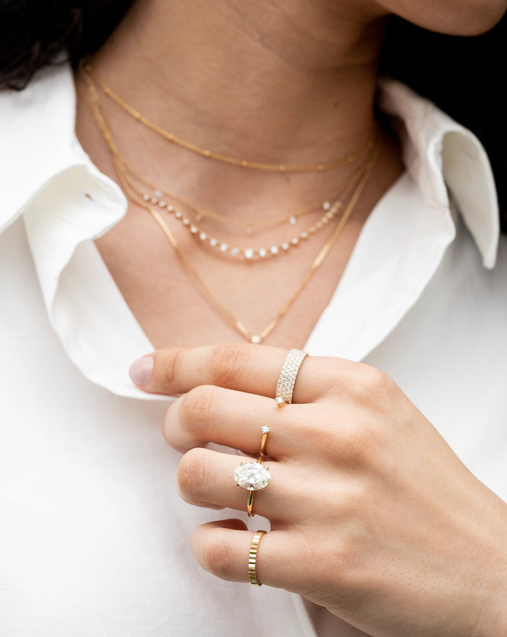 Four Row Stackable Pavé Ring