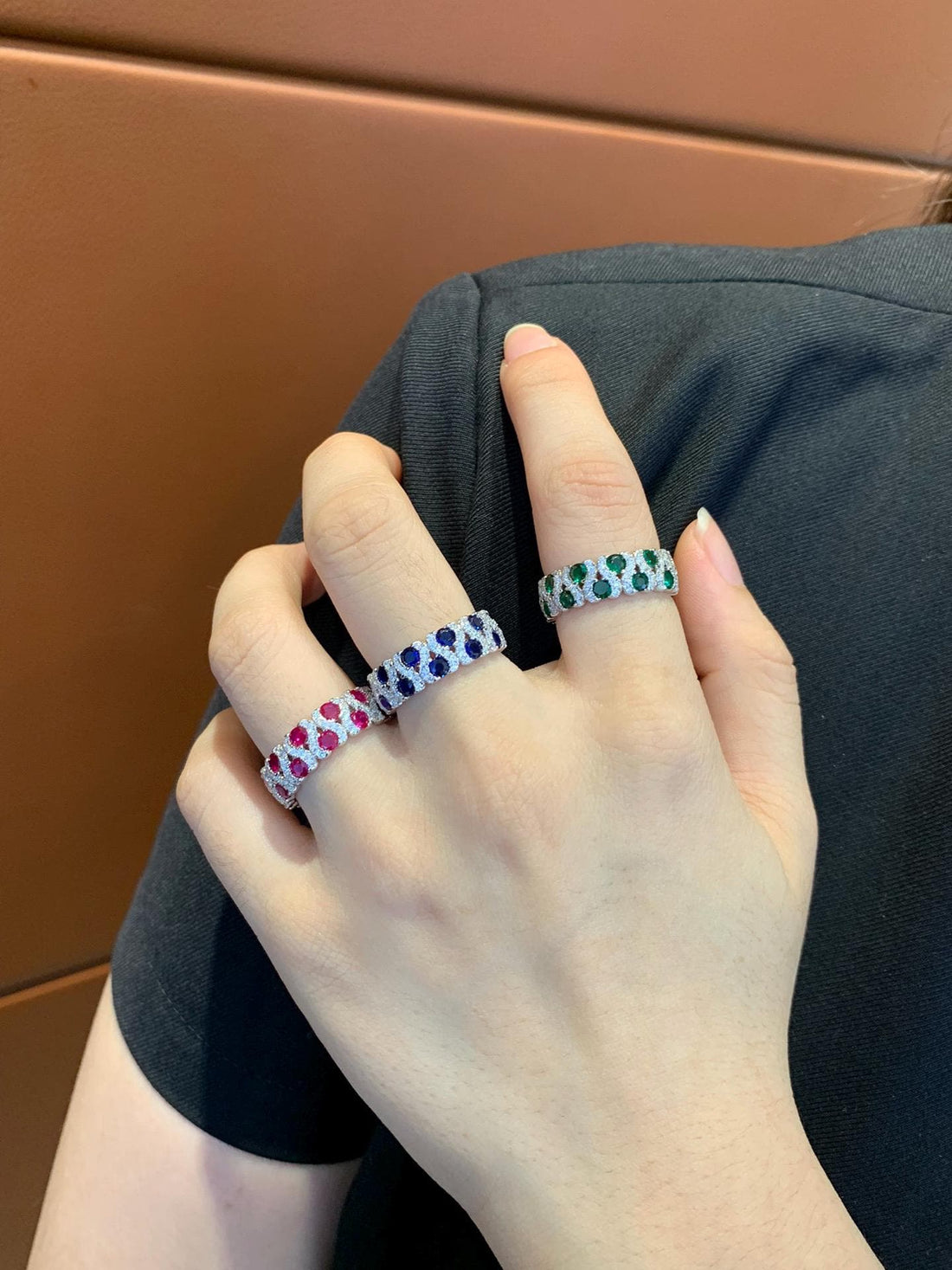 Nothing Else Comes Close Ruby, Sapphire & Emerald Eternity Band