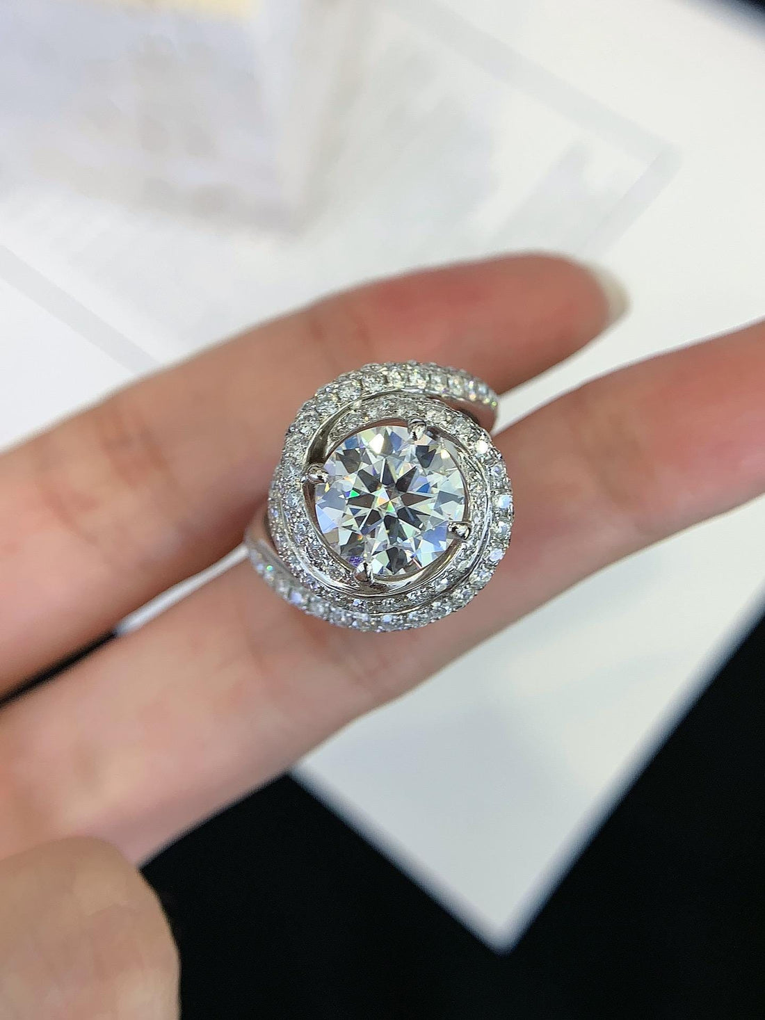 Soft Light, Lasting Brilliance Round Diamond Double Halo Ring