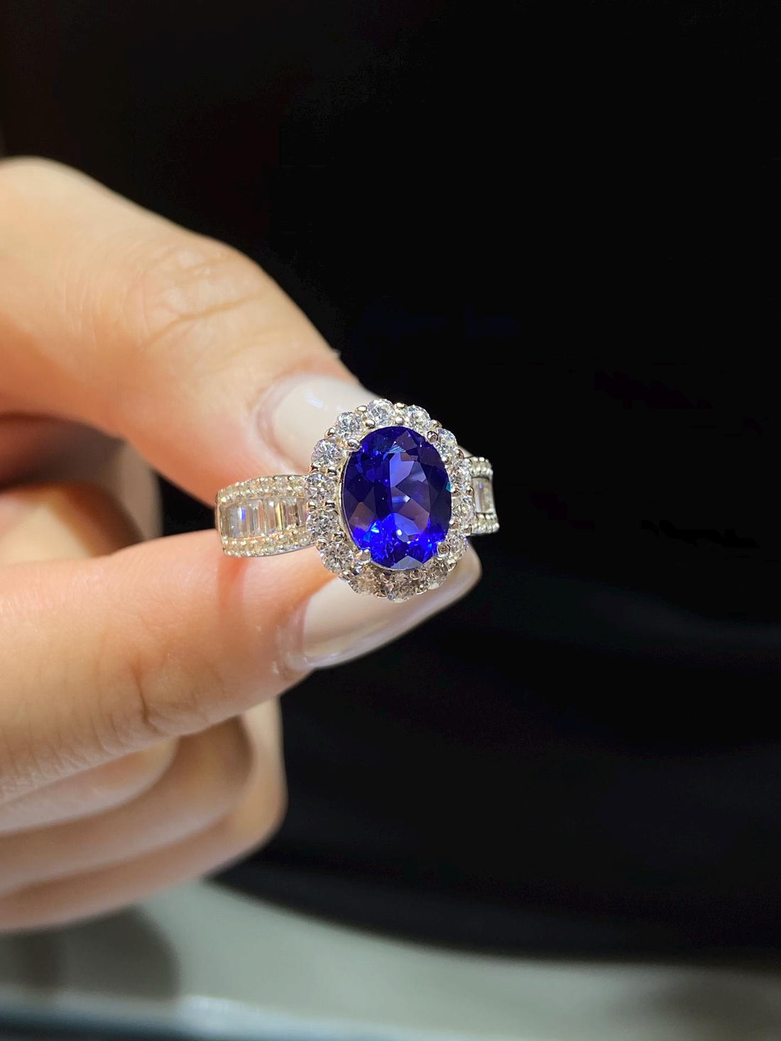Forever Starts Here Oval Sapphire Diamond Halo Ring