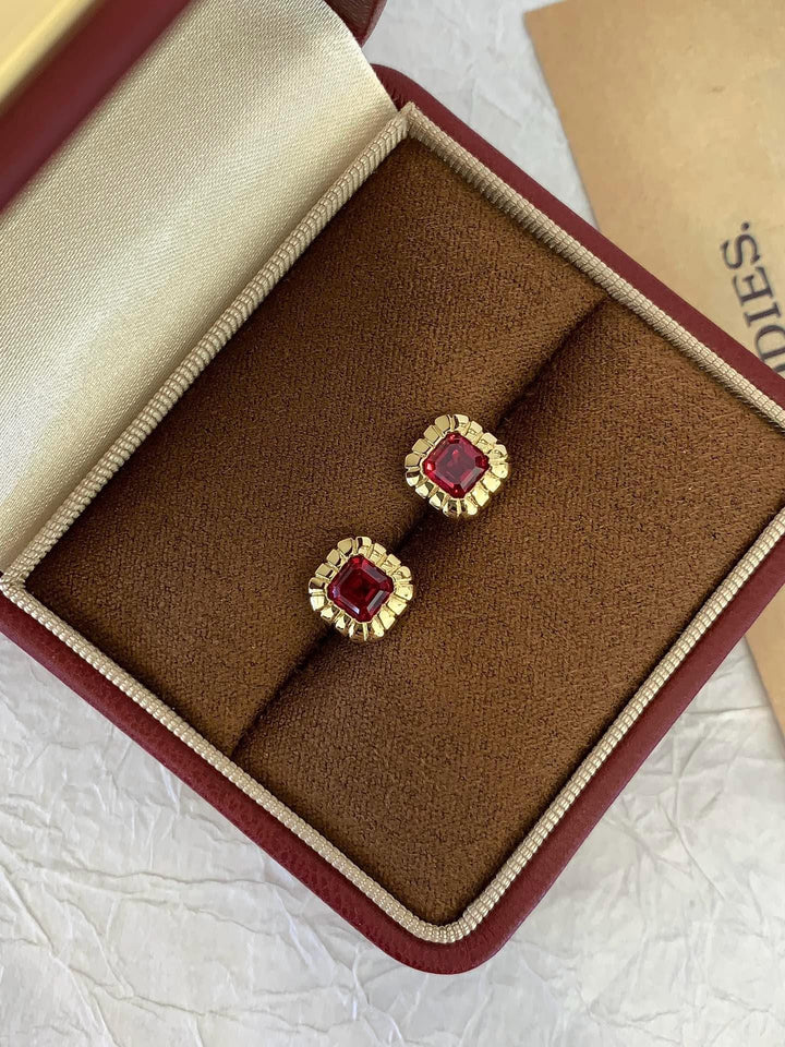 Light You Can Wear Cushion Ruby Studs