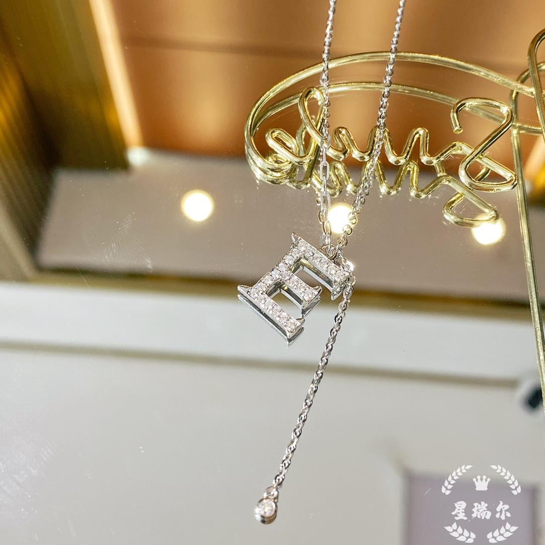 The Center of Attention Pavé Initial F Pendant Necklace