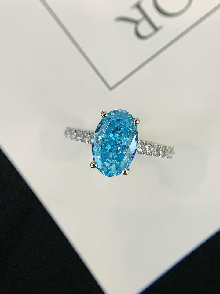 Forever in Focus Oval Blue Moissanite Ring