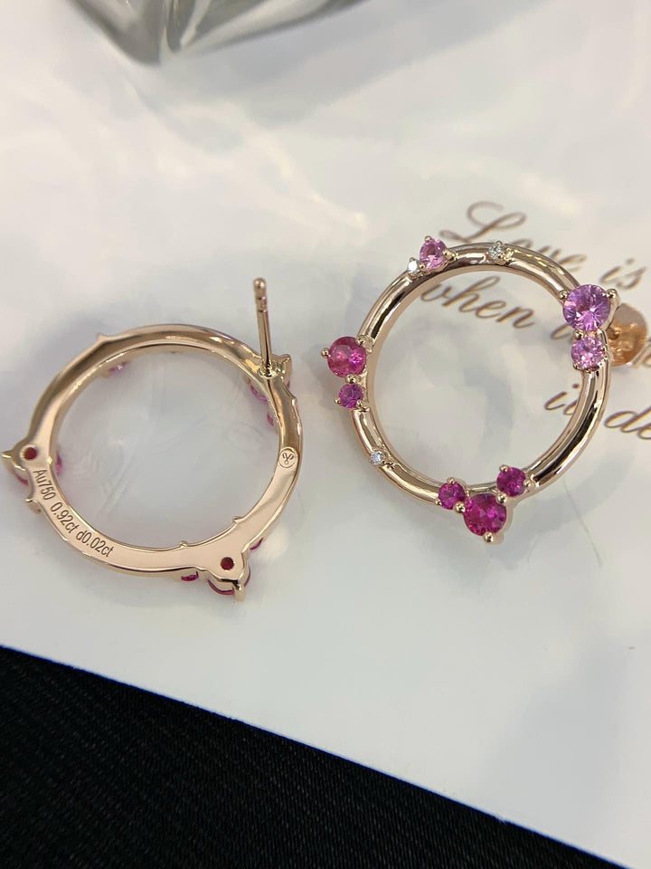 Soft Light, Lasting Brilliance Pink Sapphire Diamond Hoops