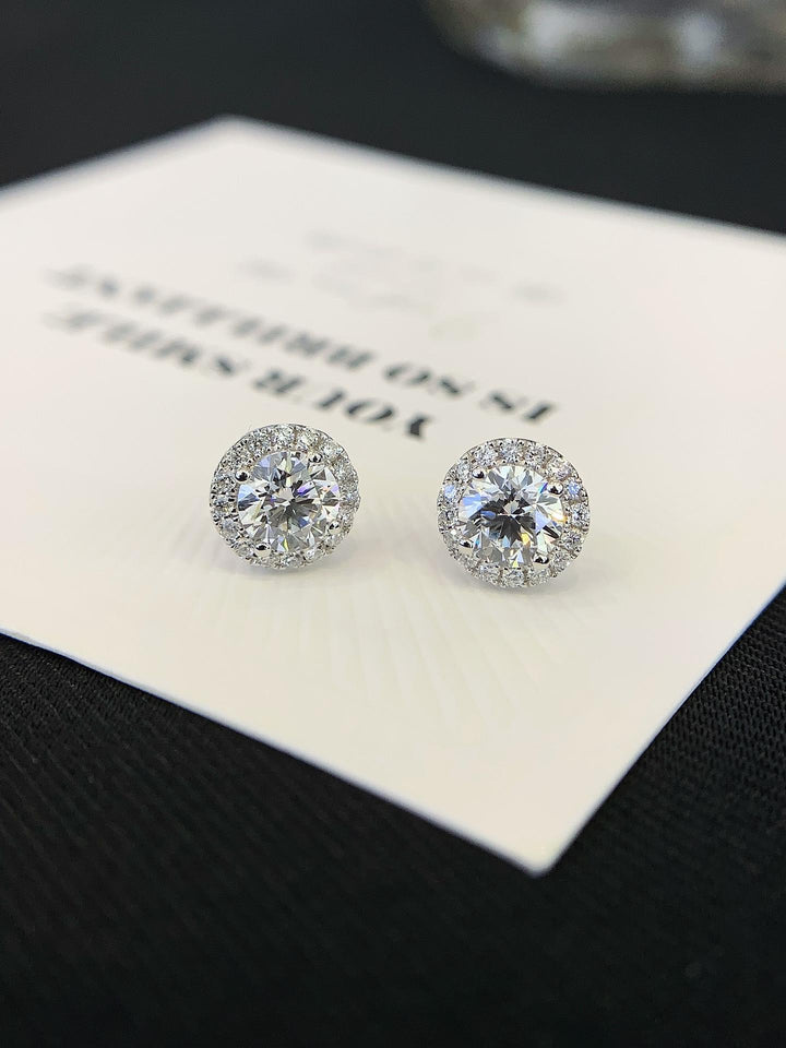 Catching More Than Attention Round Halo Diamond Studs