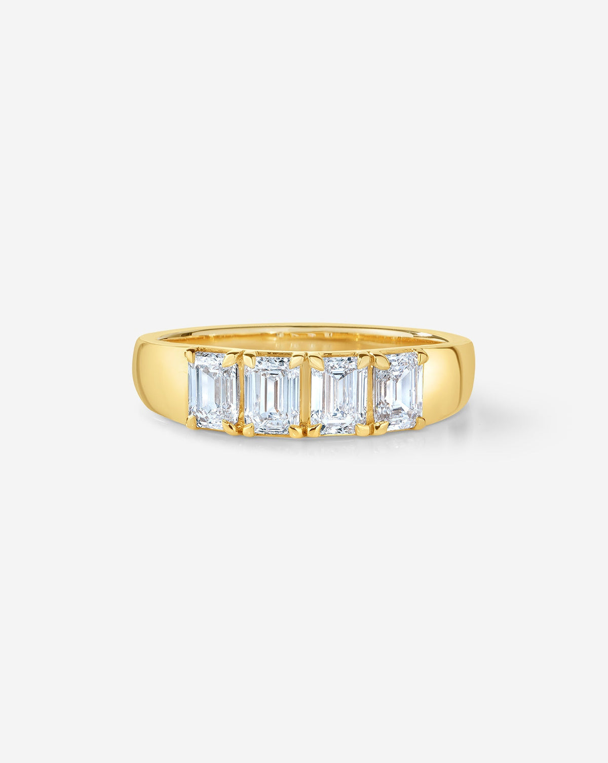 4-Stone Emerald Lab Diamond Wedding Band