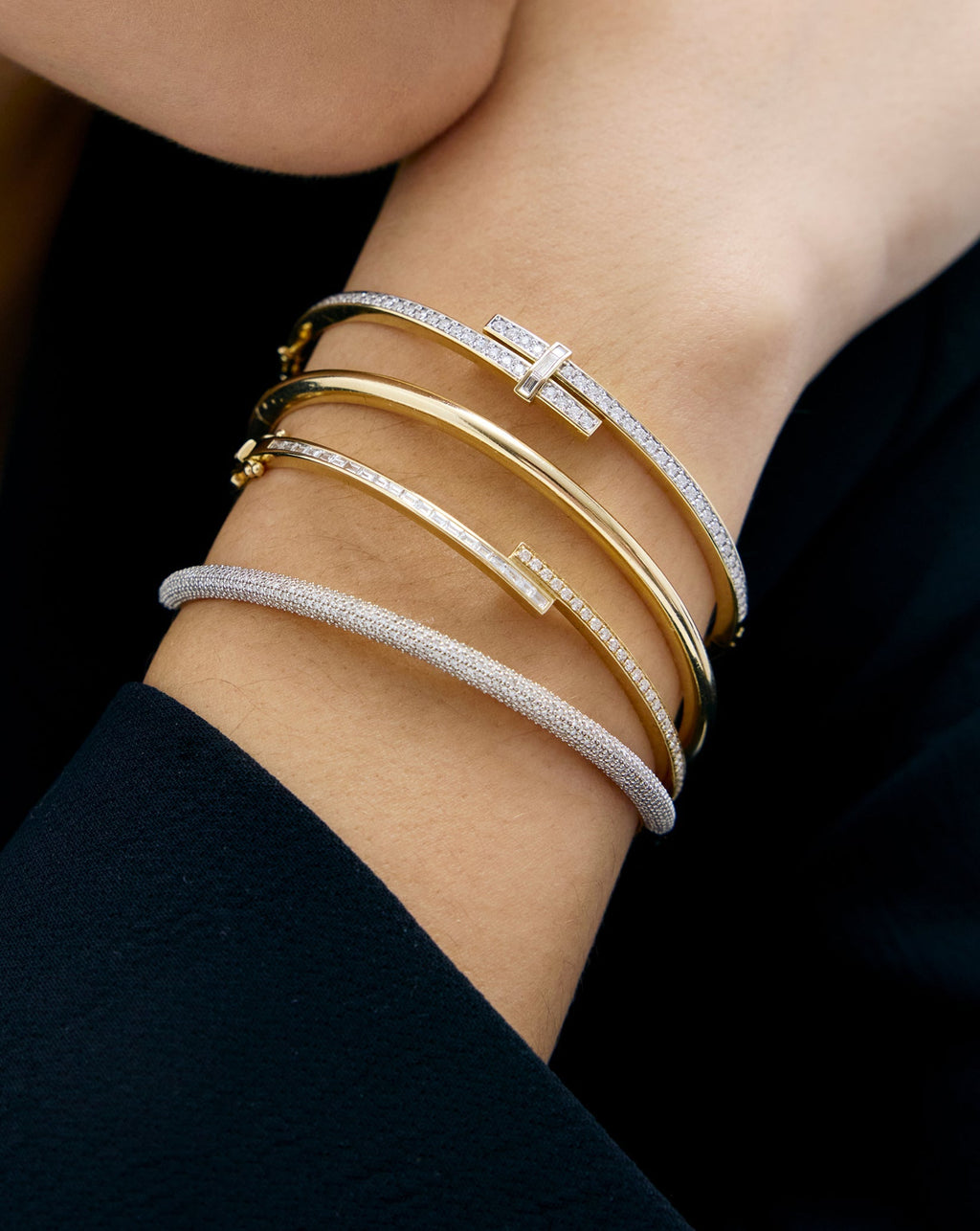 Baguette + Round Diamond Wrap Bangle