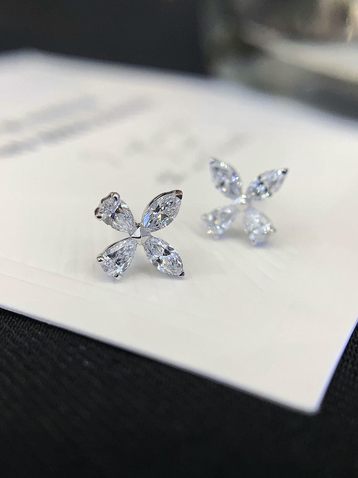 Catching More Than Attention Marquise Diamond Flower Studs