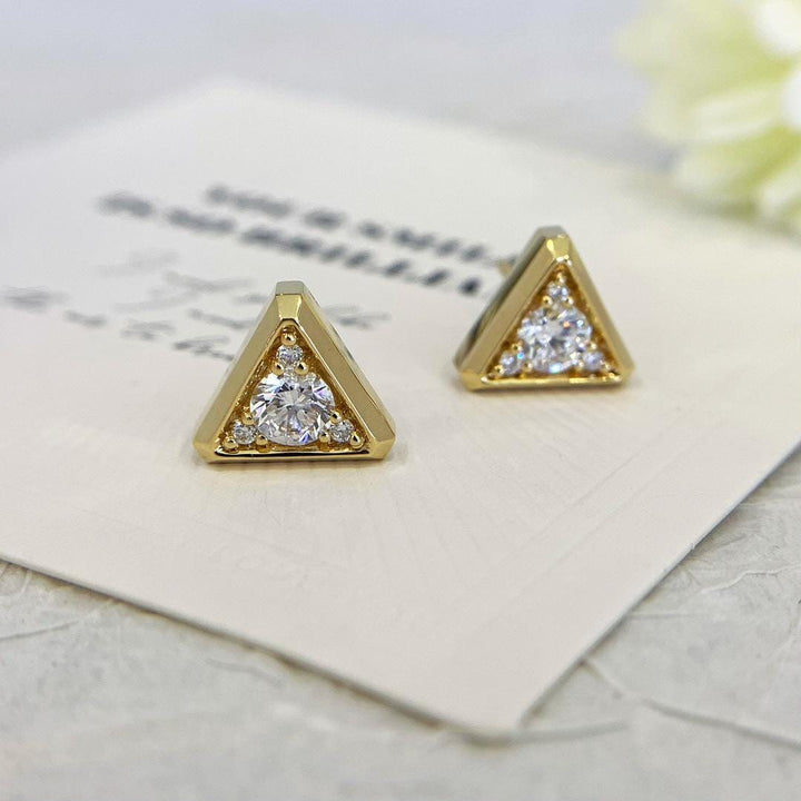 Effortlessly Unforgettable Triangle Diamond Studs