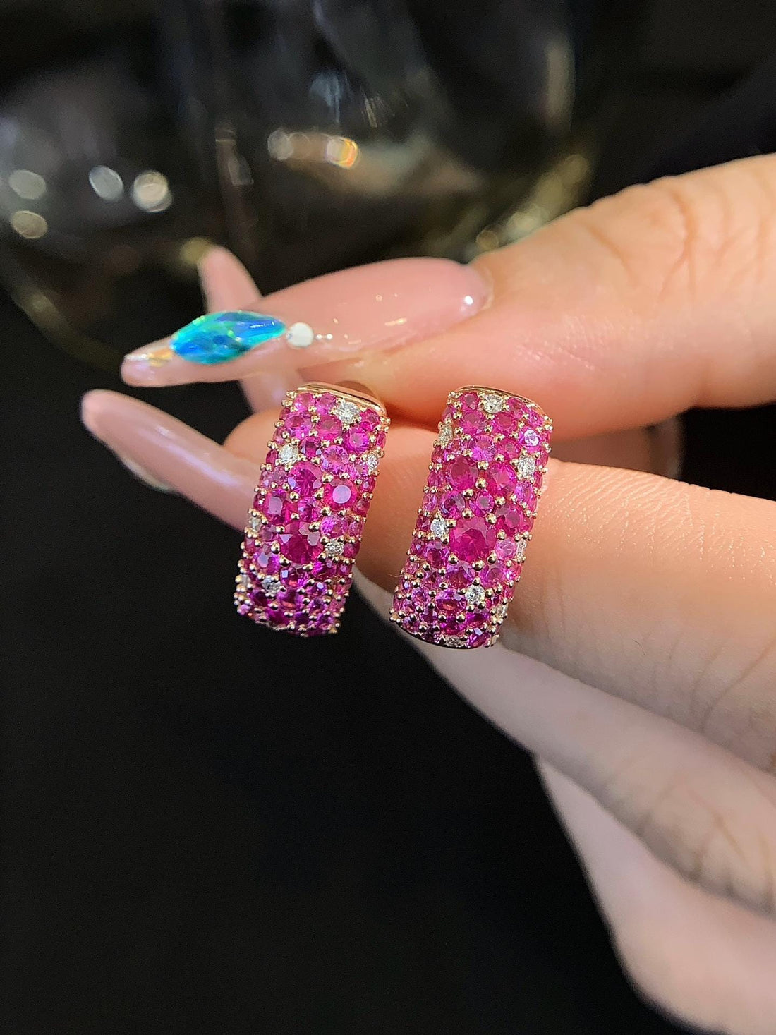 Pure Brilliance Pink Sapphire Pavé Hoops