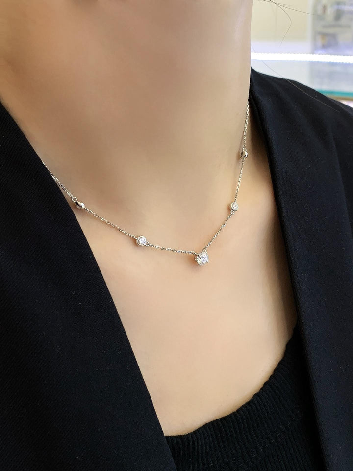 The Center of Attention Moissanite Station Necklace