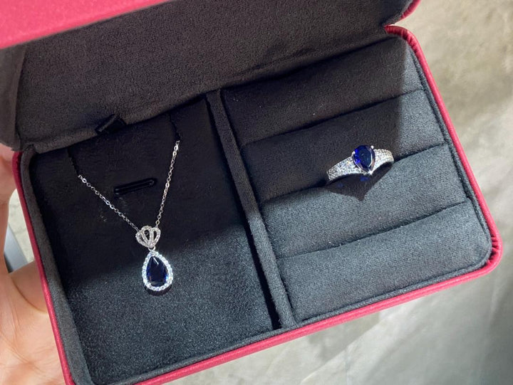 Worth Looking Twice Pear Sapphire Jewelry Set
