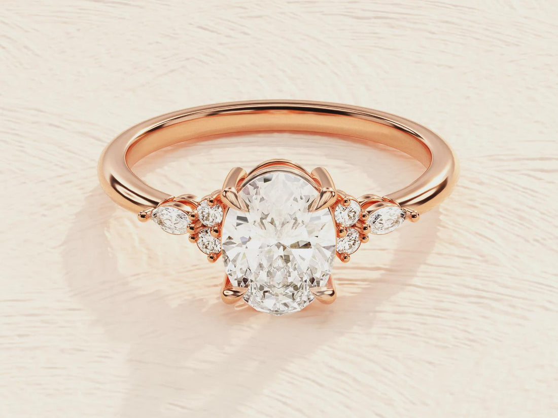 Made to Be Noticed Oval Diamond Side Stone Ring