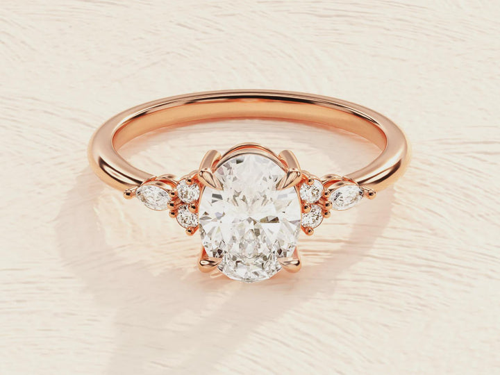 Made to Be Noticed Oval Diamond Side Stone Ring