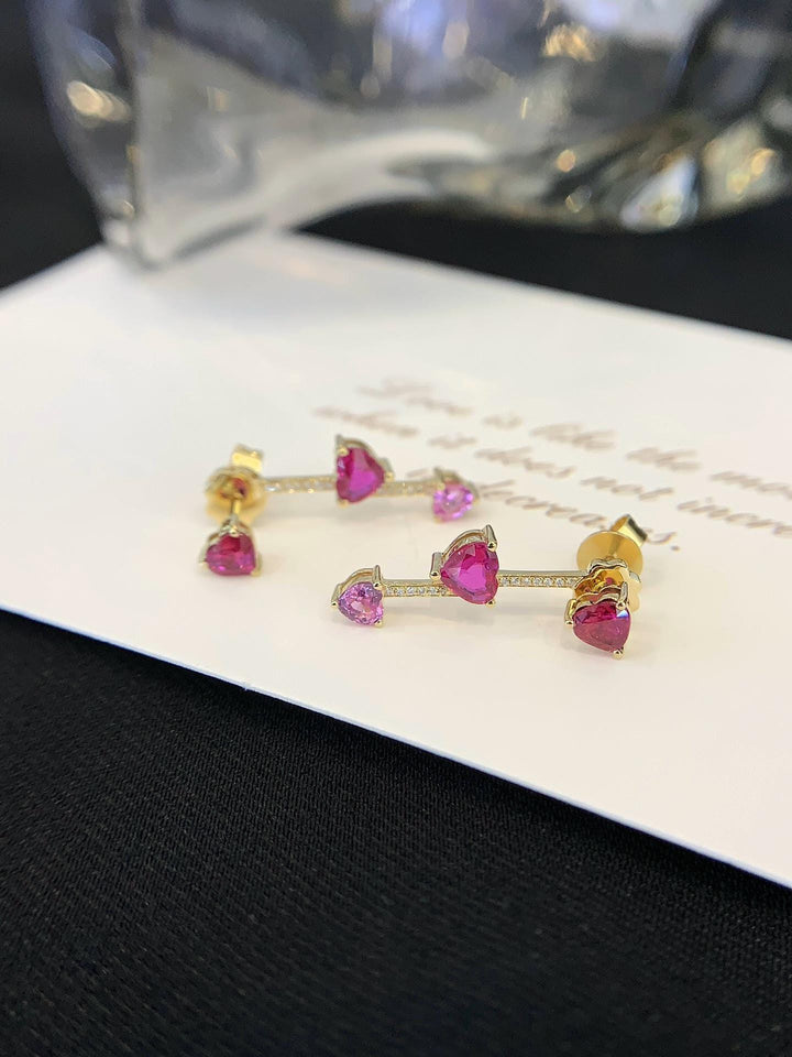 Effortlessly Unforgettable Pink Sapphire Heart Drop Earrings