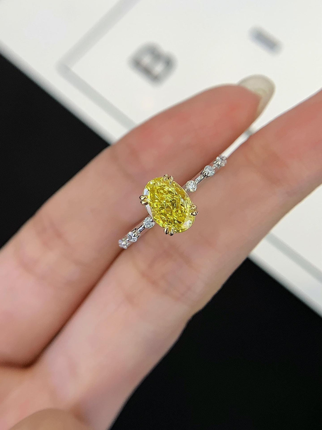 Love at First Light Oval Yellow Diamond Ring