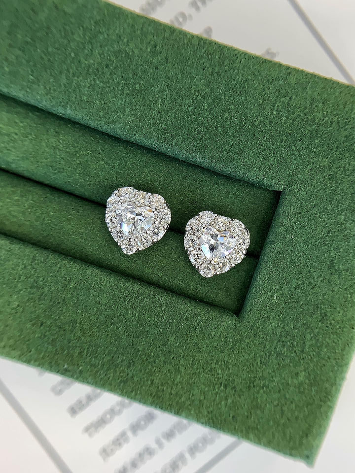 Effortlessly Unforgettable Heart Diamond Halo Studs