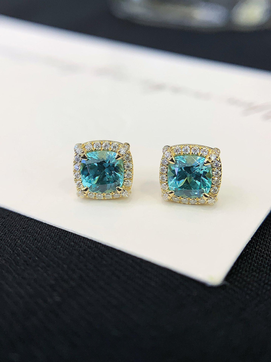 All Eyes Up Here Luxury Cushion Cut Blue Studs