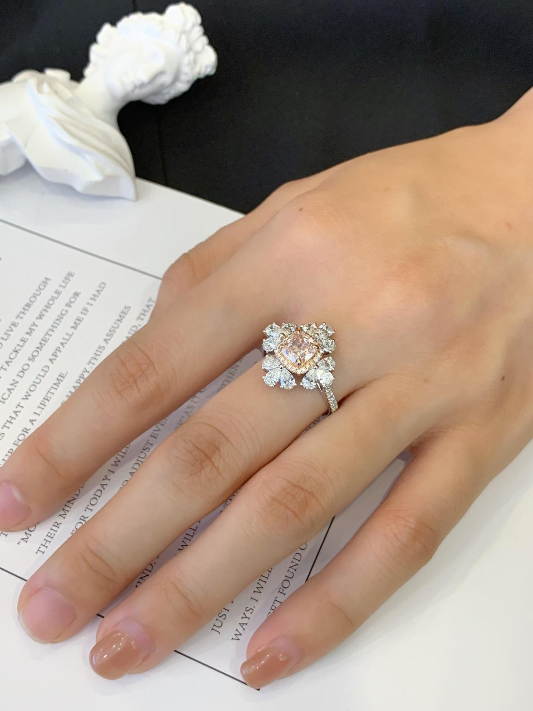 Soft Light, Lasting Brilliance Floral Pink Diamond Cluster Ring