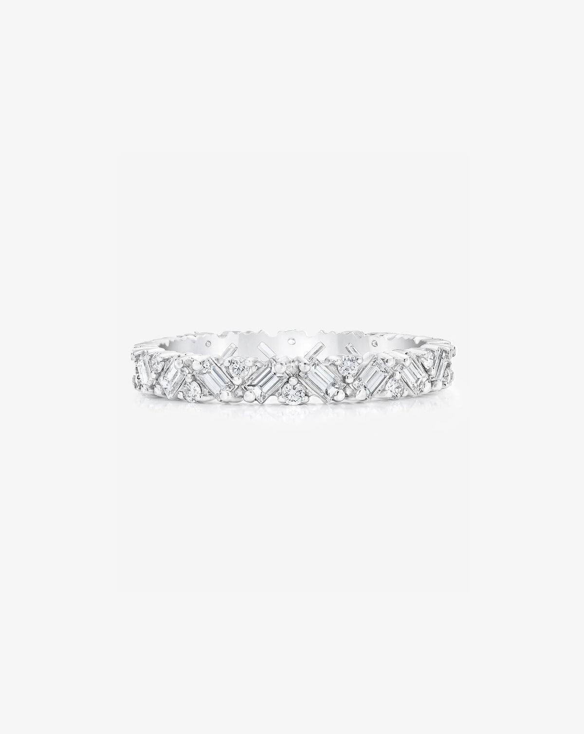 Lab Diamond Baguette Cluster Eternity Band