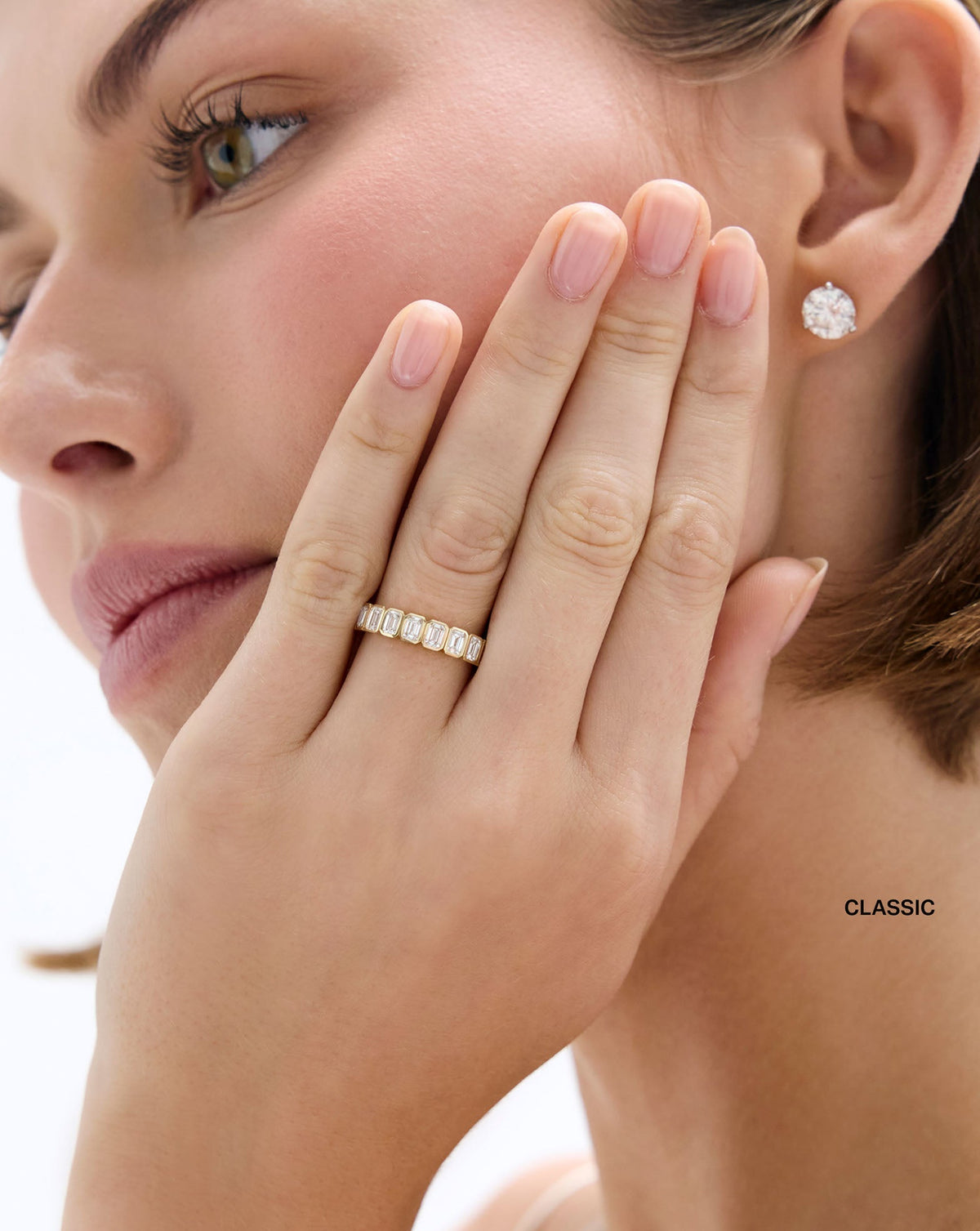 Lab Diamond Emerald Bezel Eternity Band