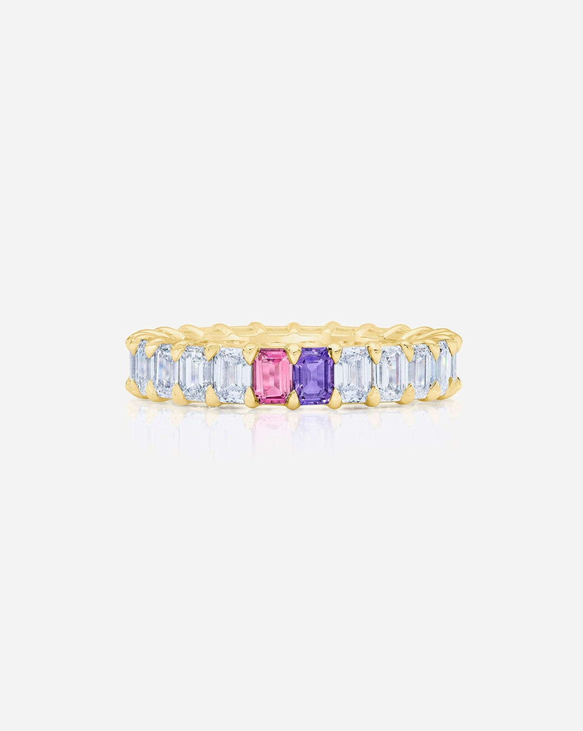 Emerald Lab Diamond and Birthstone Eternity Band