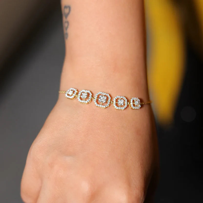 Elegant Gold Geometric Diamond Bracelet for Women