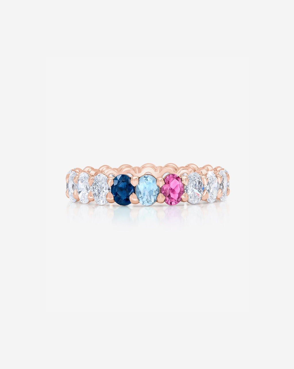 Oval Lab Diamond and Birthstone Eternity Band