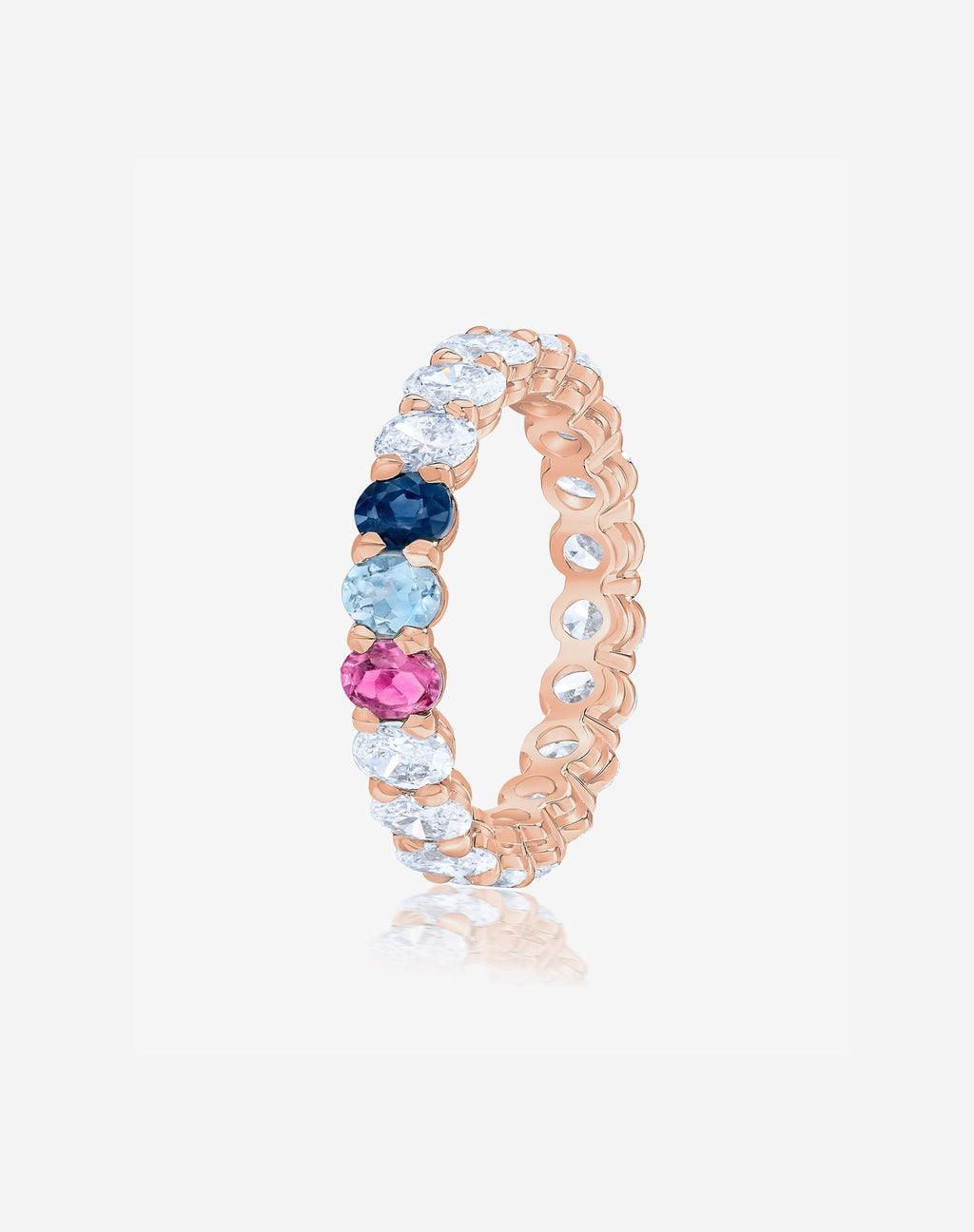Oval Diamond and Birthstone Eternity Band