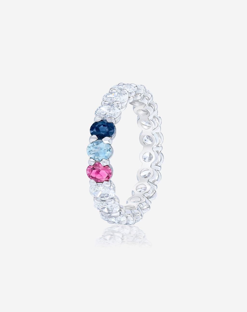 Oval Lab Diamond and Birthstone Eternity Band