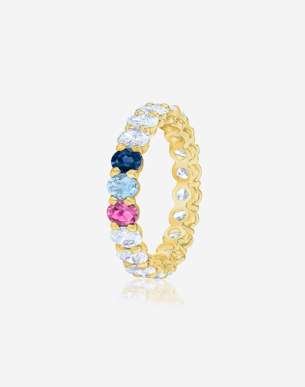 Oval Lab Diamond and Birthstone Eternity Band