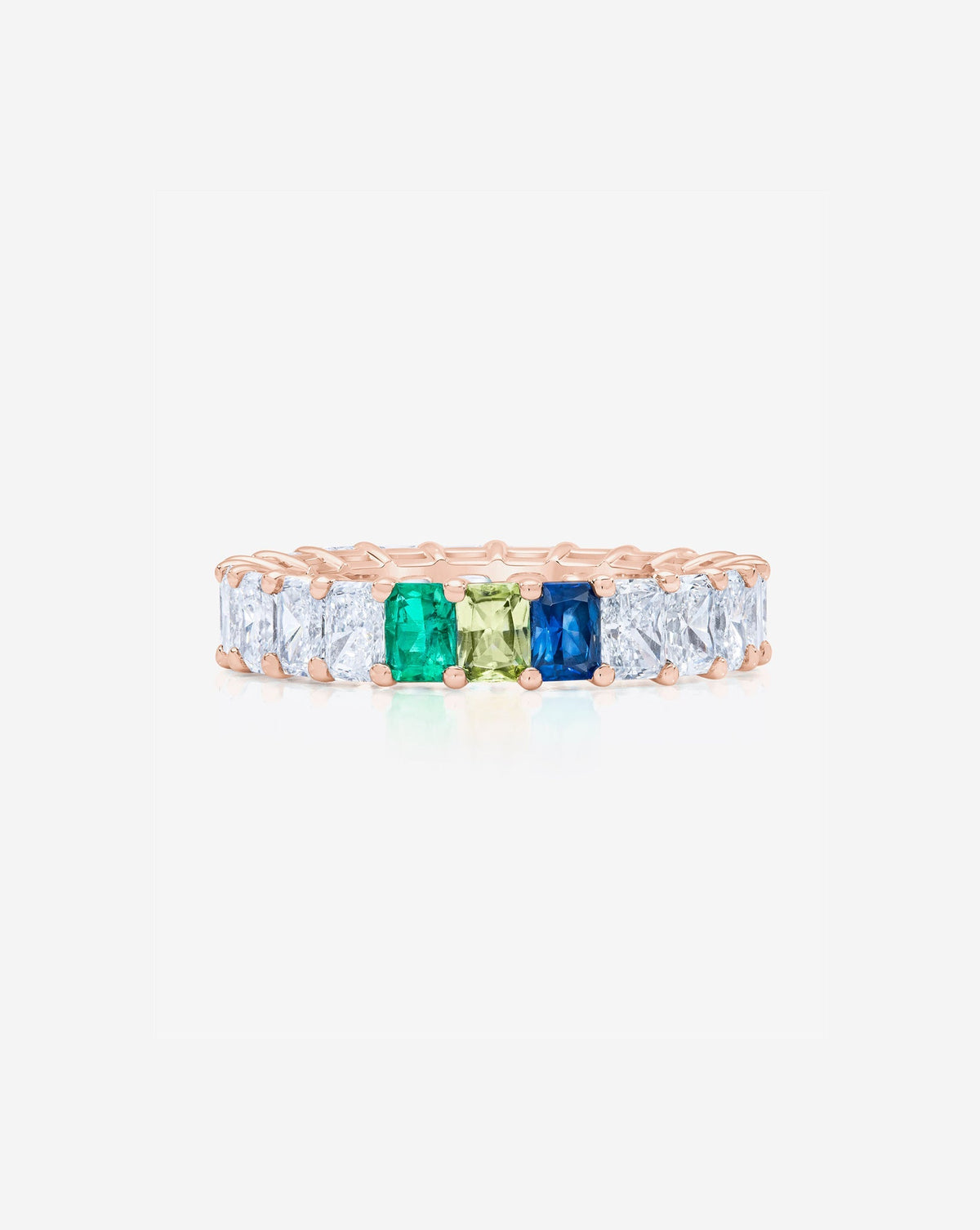 Radiant Diamond and Birthstone Eternity Band
