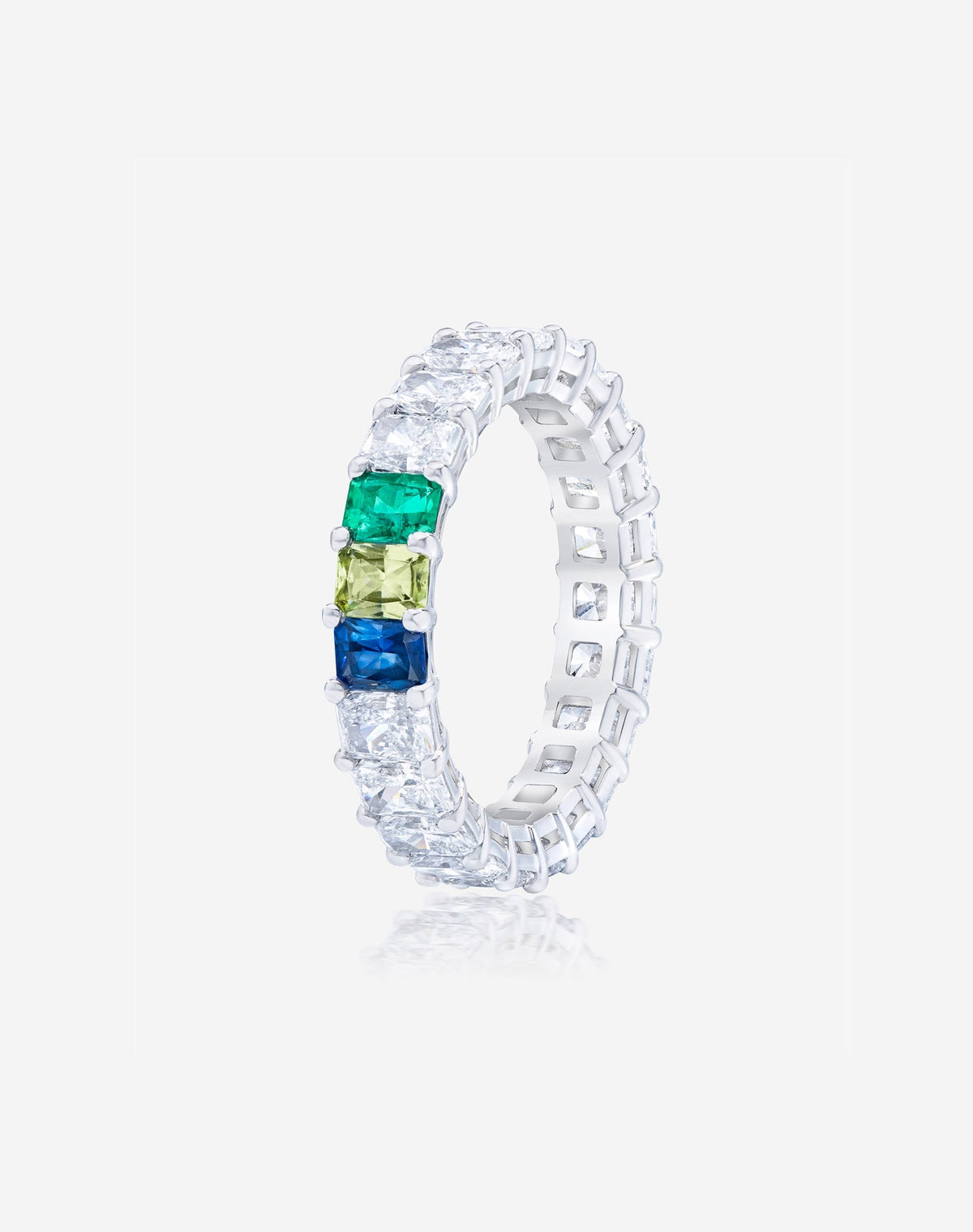 Radiant Diamond and Birthstone Eternity Band