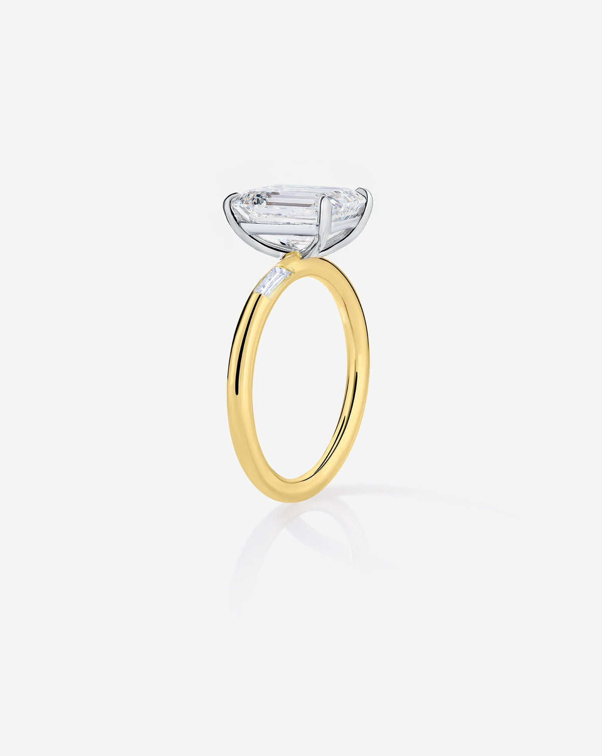 3.13 Emerald Lab Diamond in Cloud Inlay Baguette