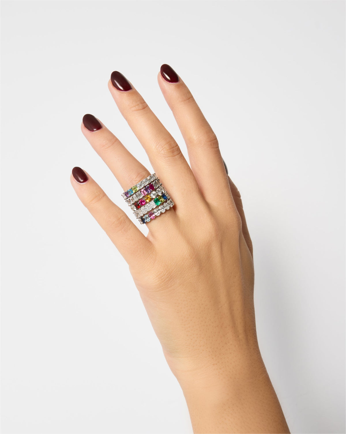 Round Diamond and Birthstone Eternity Band