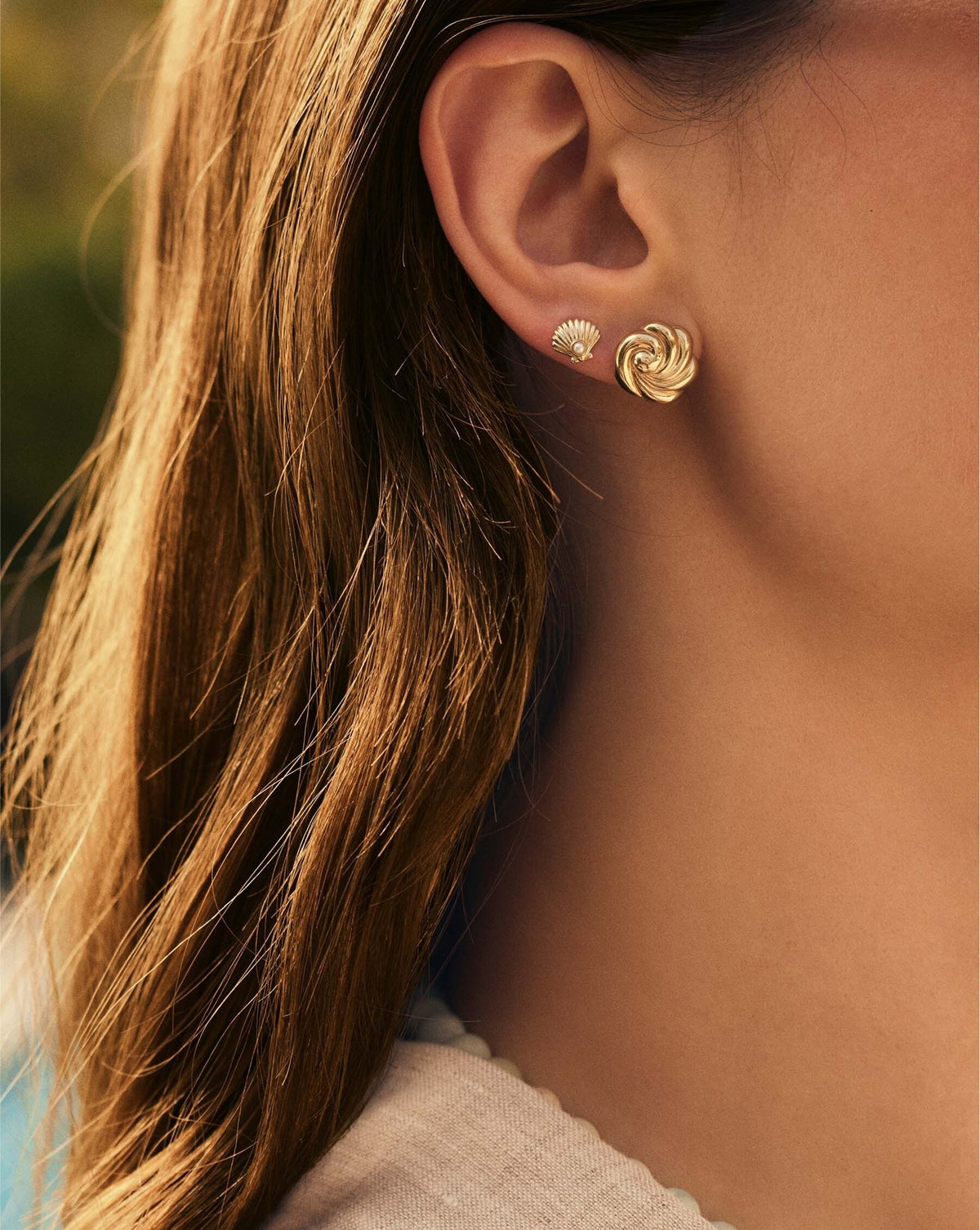 Seashell + Pearl Studs