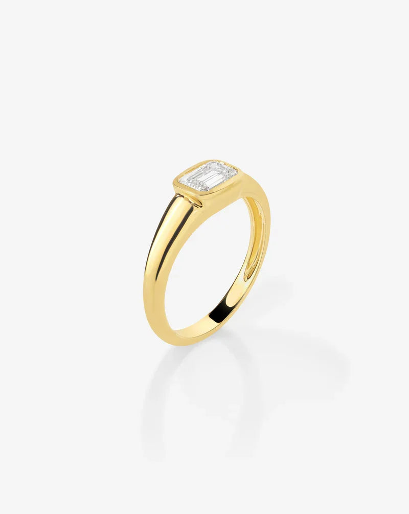 Bezel Emerald Lab Diamond Ring