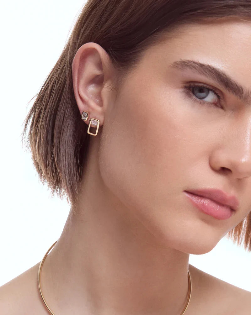 Open Frame Emerald Lab Diamond Earrings