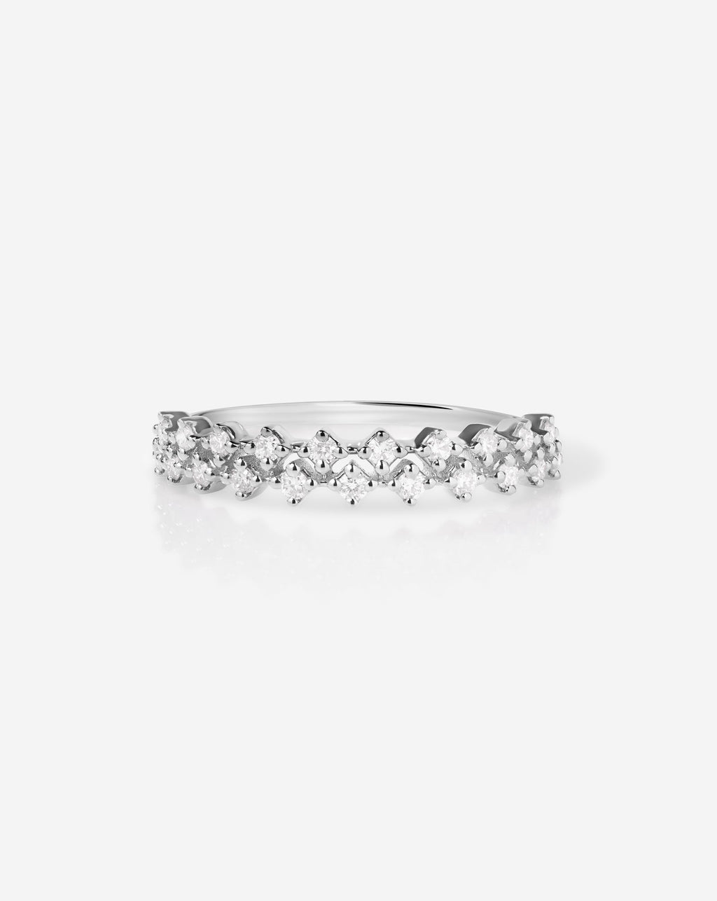 Diamond Station Double Row Ring