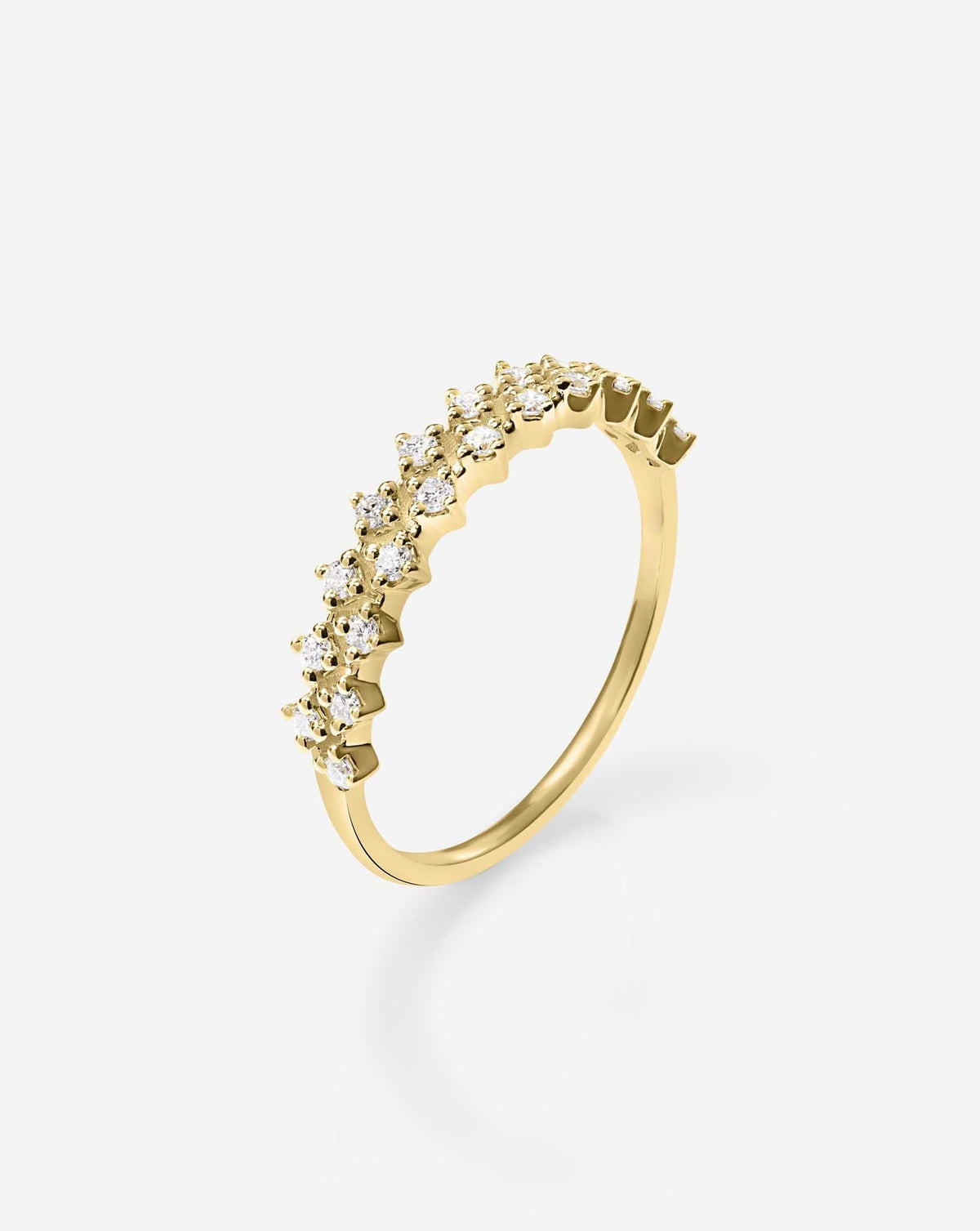 Diamond Station Double Row Ring