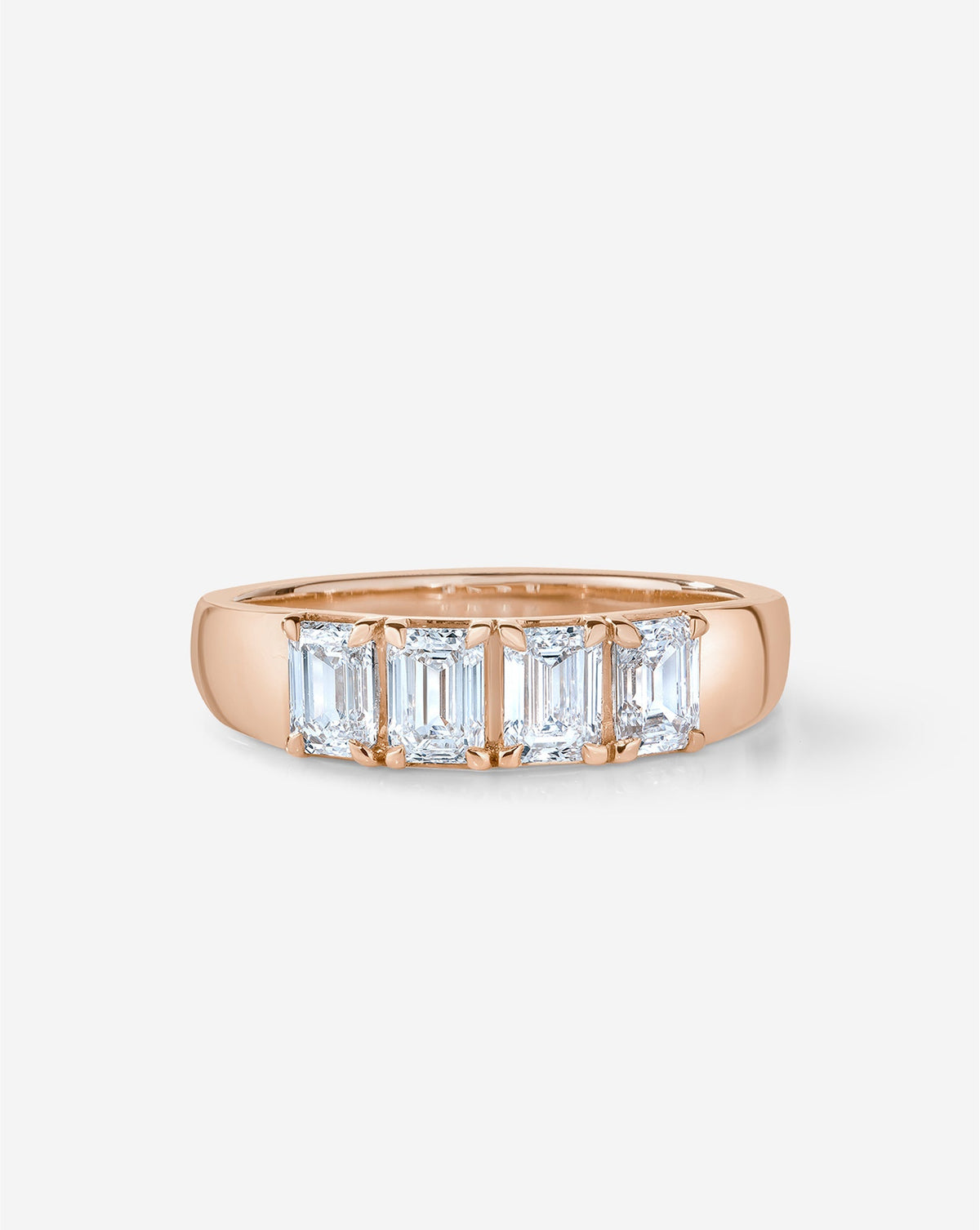 4-Stone Emerald Lab Diamond Wedding Band