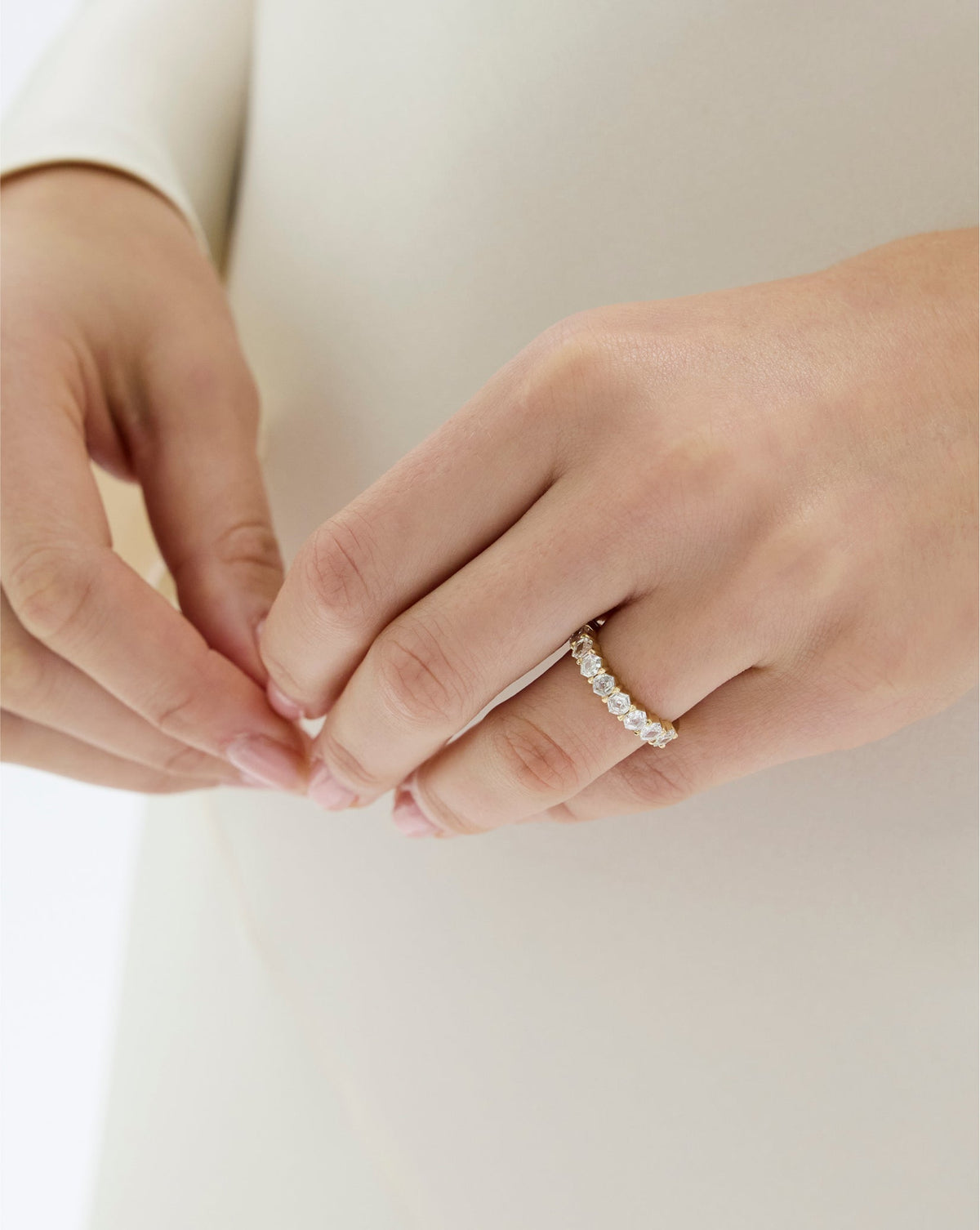 Hexagon Lab Diamond Wedding Band
