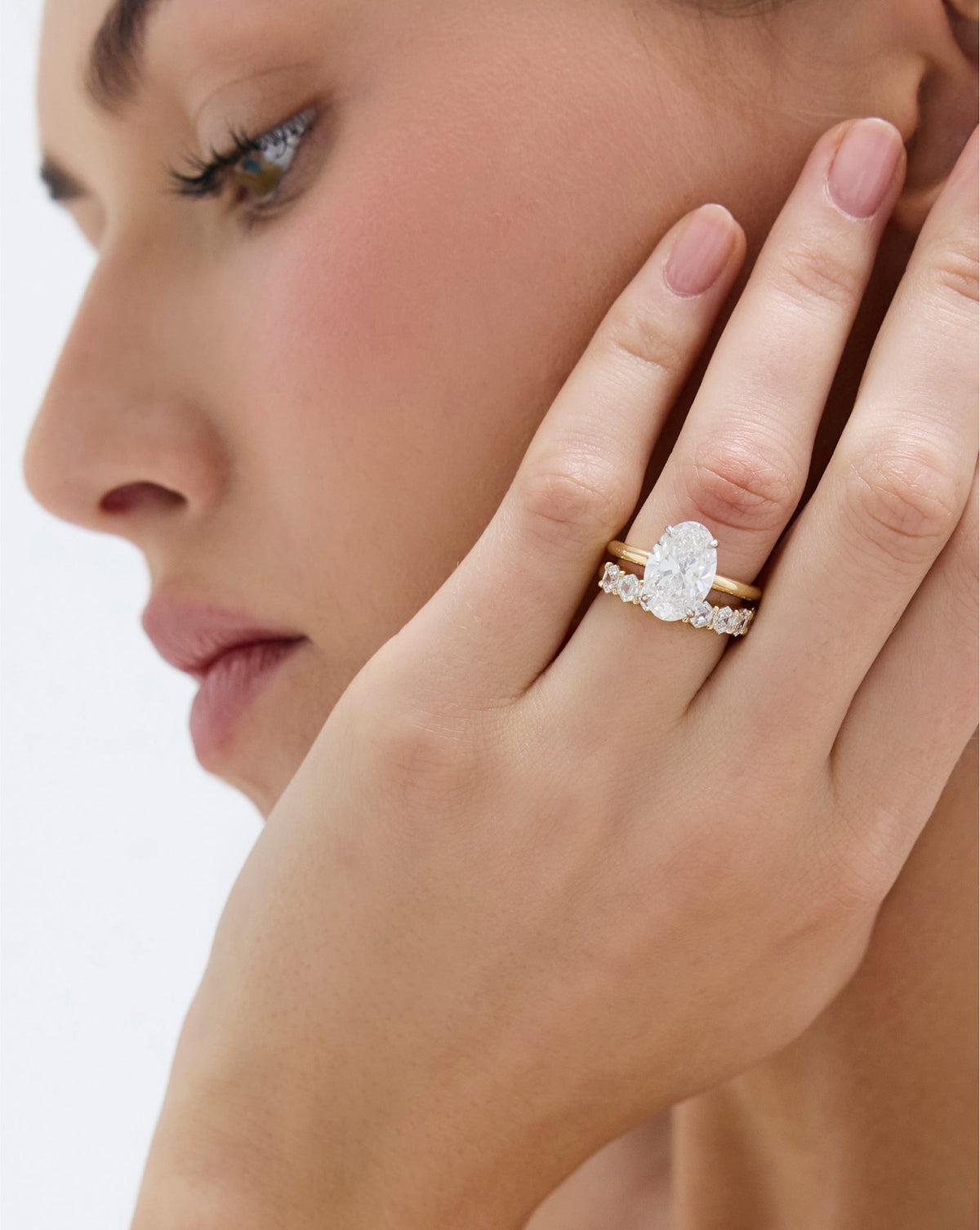 Hexagon Diamond Wedding Band
