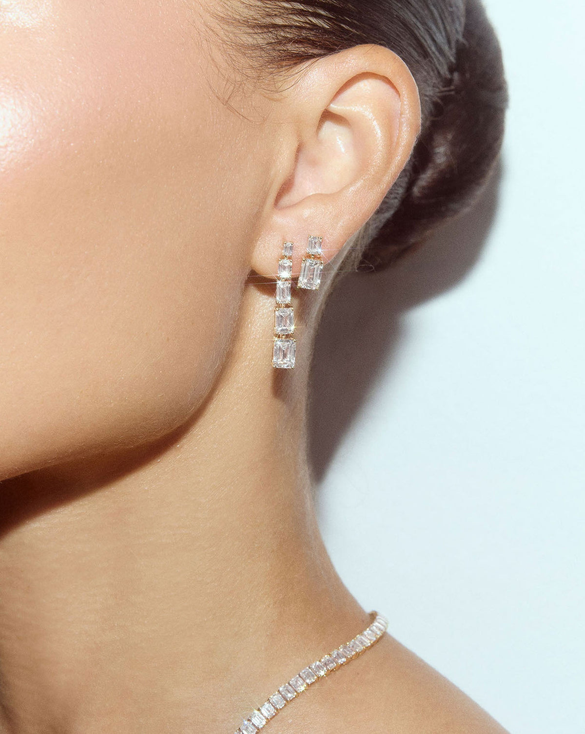 Emerald Lab Diamond Drop Earrings
