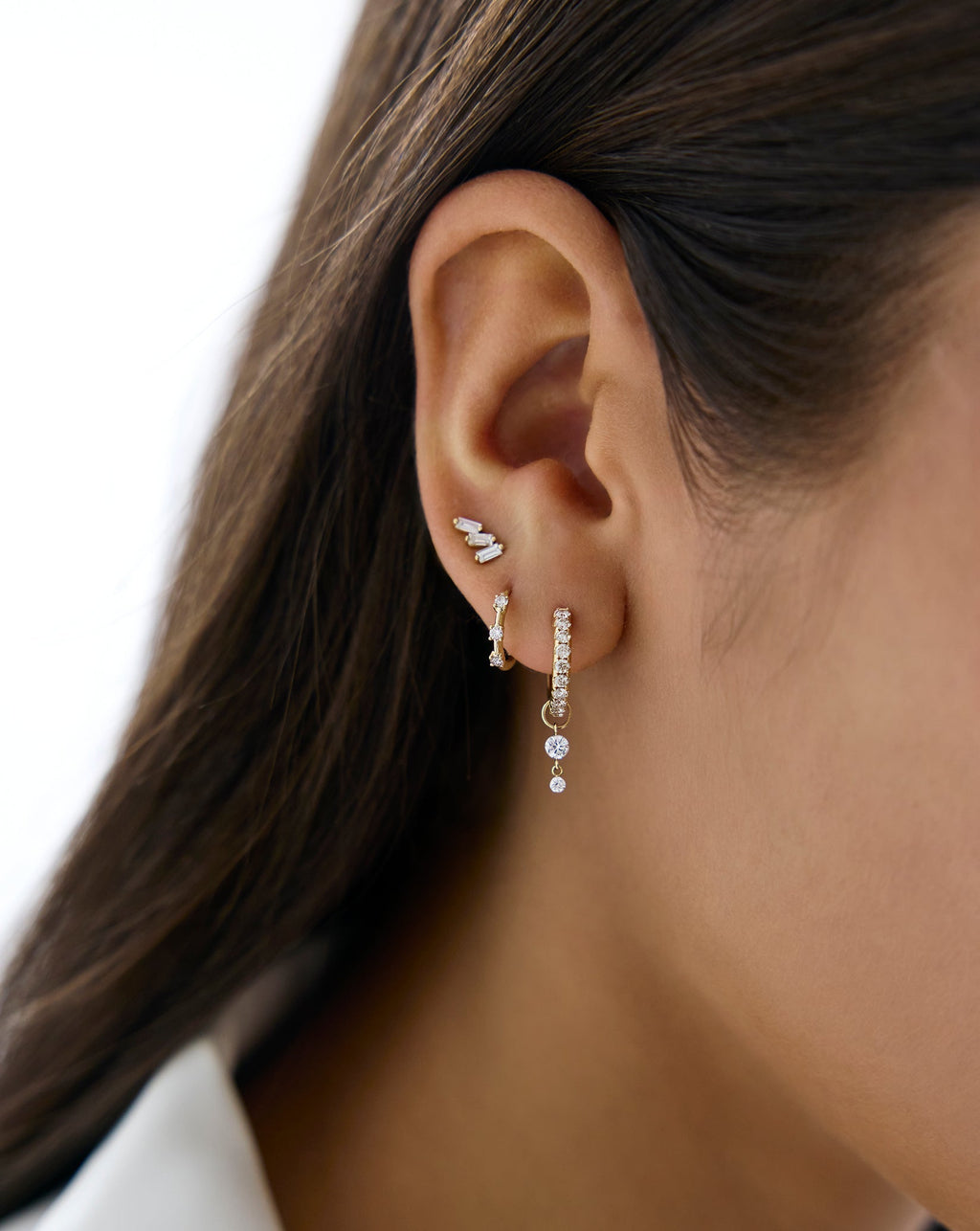 Triple Baguette Lab Diamond Studs