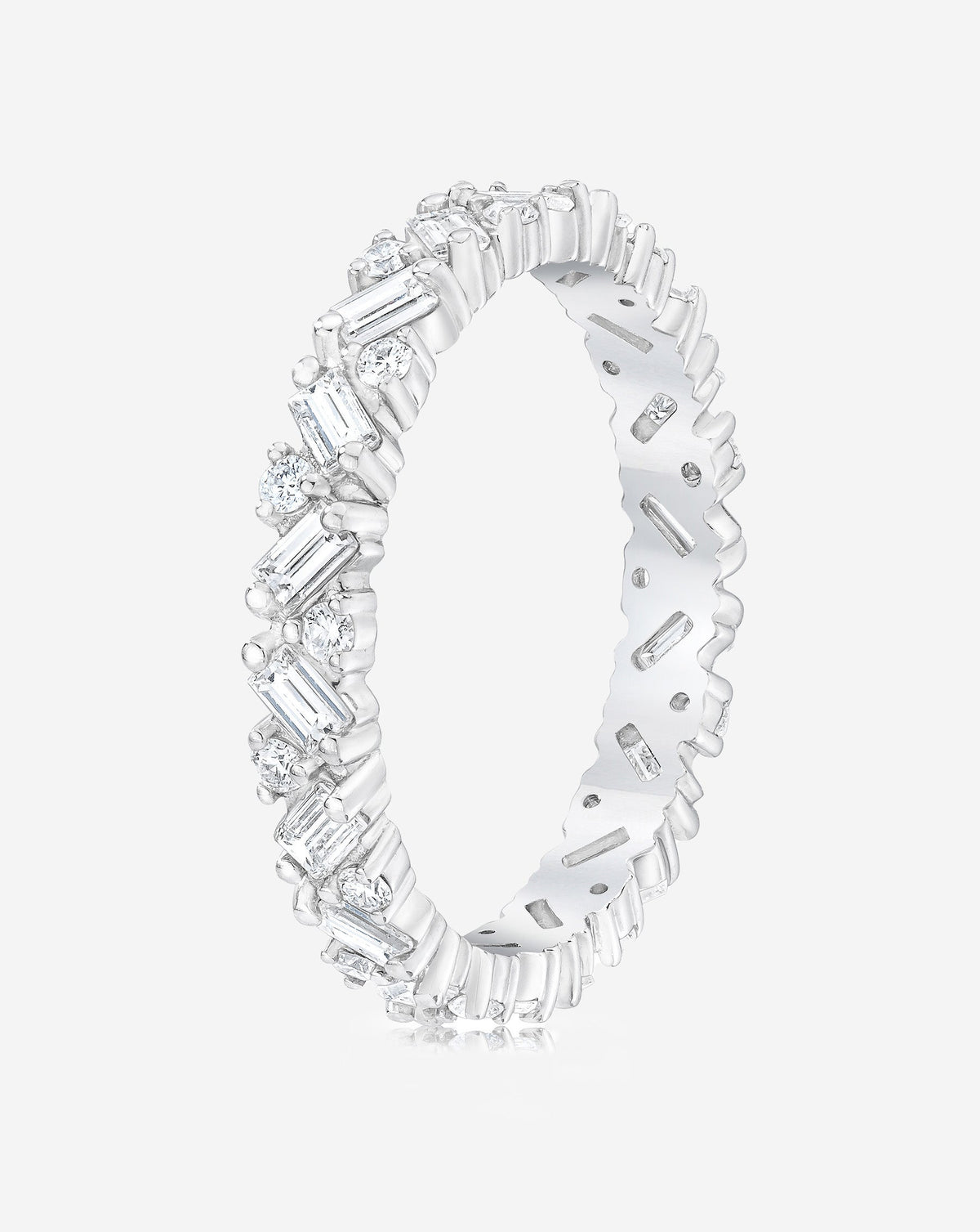 Lab Diamond Baguette Cluster Eternity Band