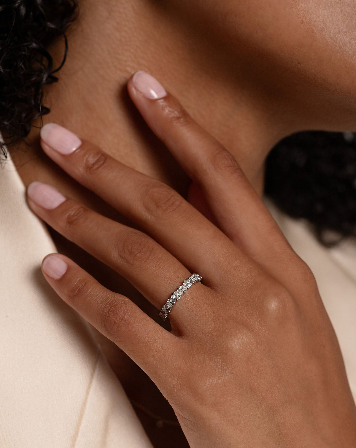 Lab Diamond Marquise Cluster Eternity Band